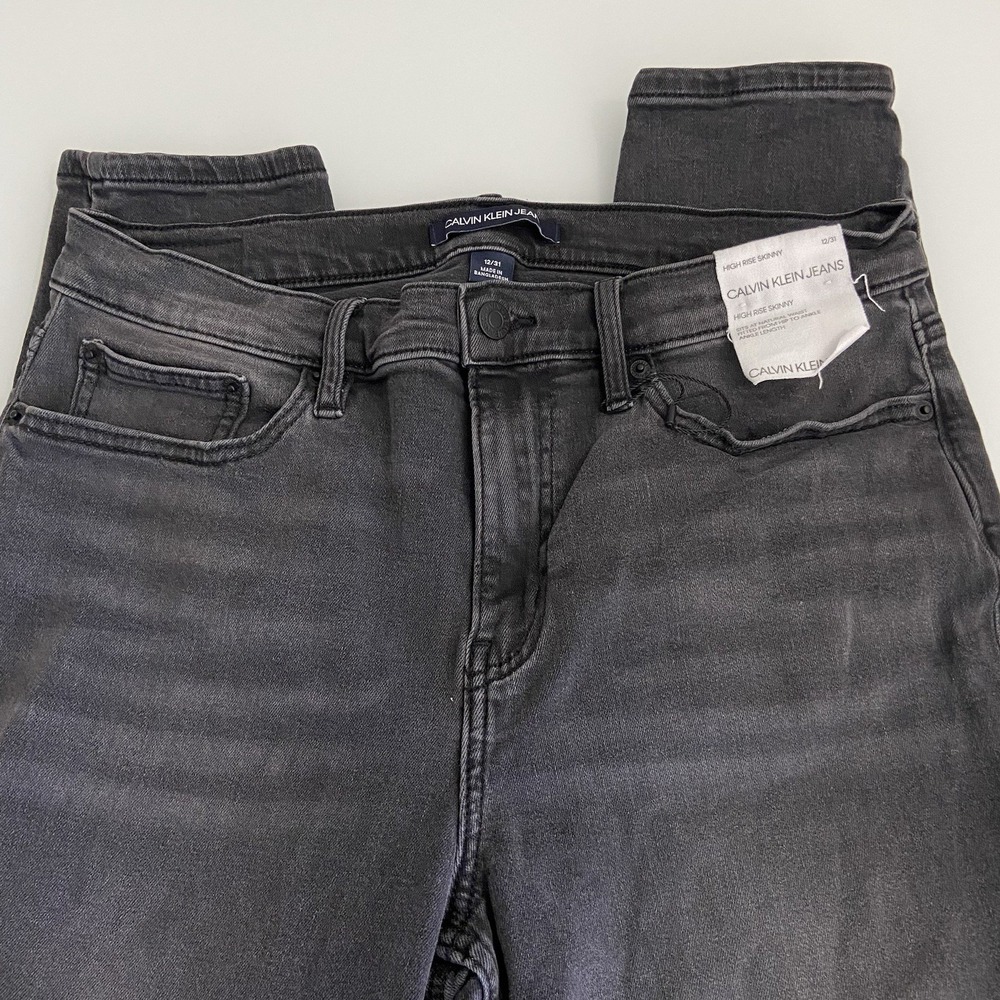 Calvin Klein Women's High Rise Skinny Black Ankle Denim Jeans Size 12/31‎ New